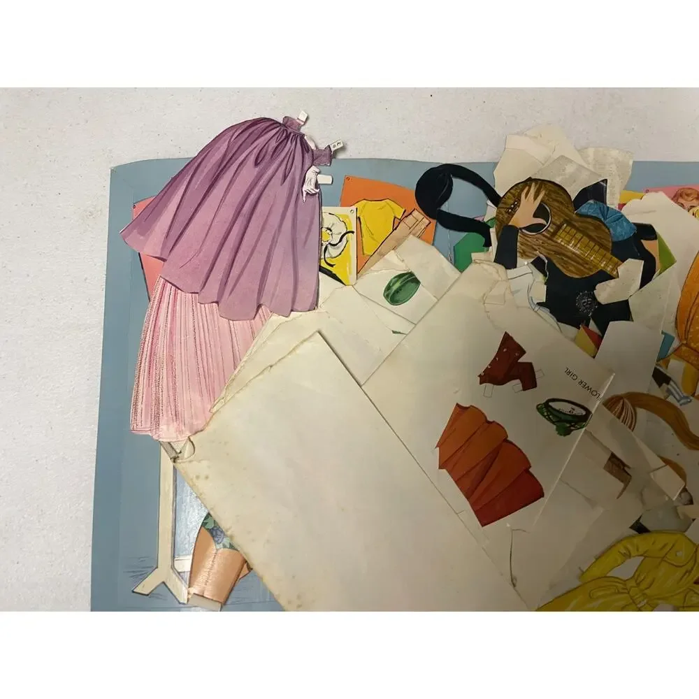 Vintage 1963 Barbie Ken Midge Paper Dolls Book Whitman Costumes Cut Out Set